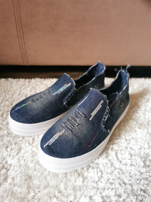 Trampki tenisówki jeansowe z cekinami 35