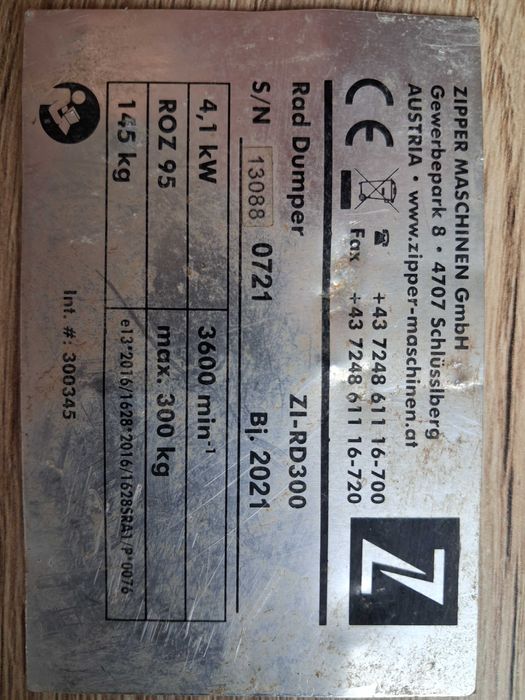 Wozidło taczka spalinowa  ZIPPER ZI DR300 4x4