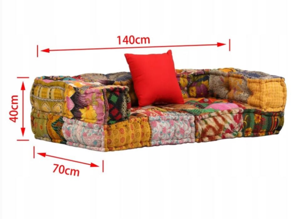 Puf modułowy, 2-osobowy, patchwork, tkanina