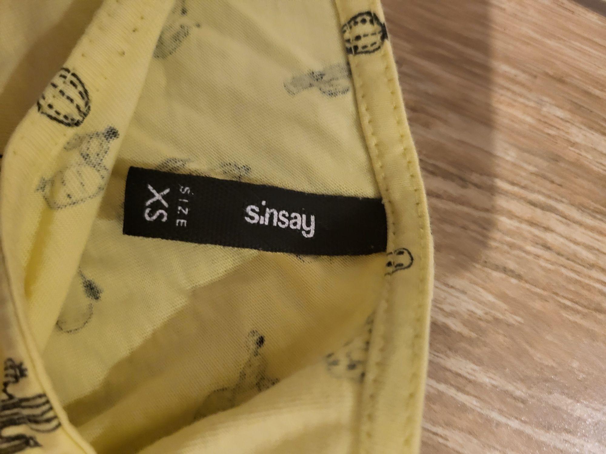 Koszulka T-shirt XS Sinsay żółta lato wakacje