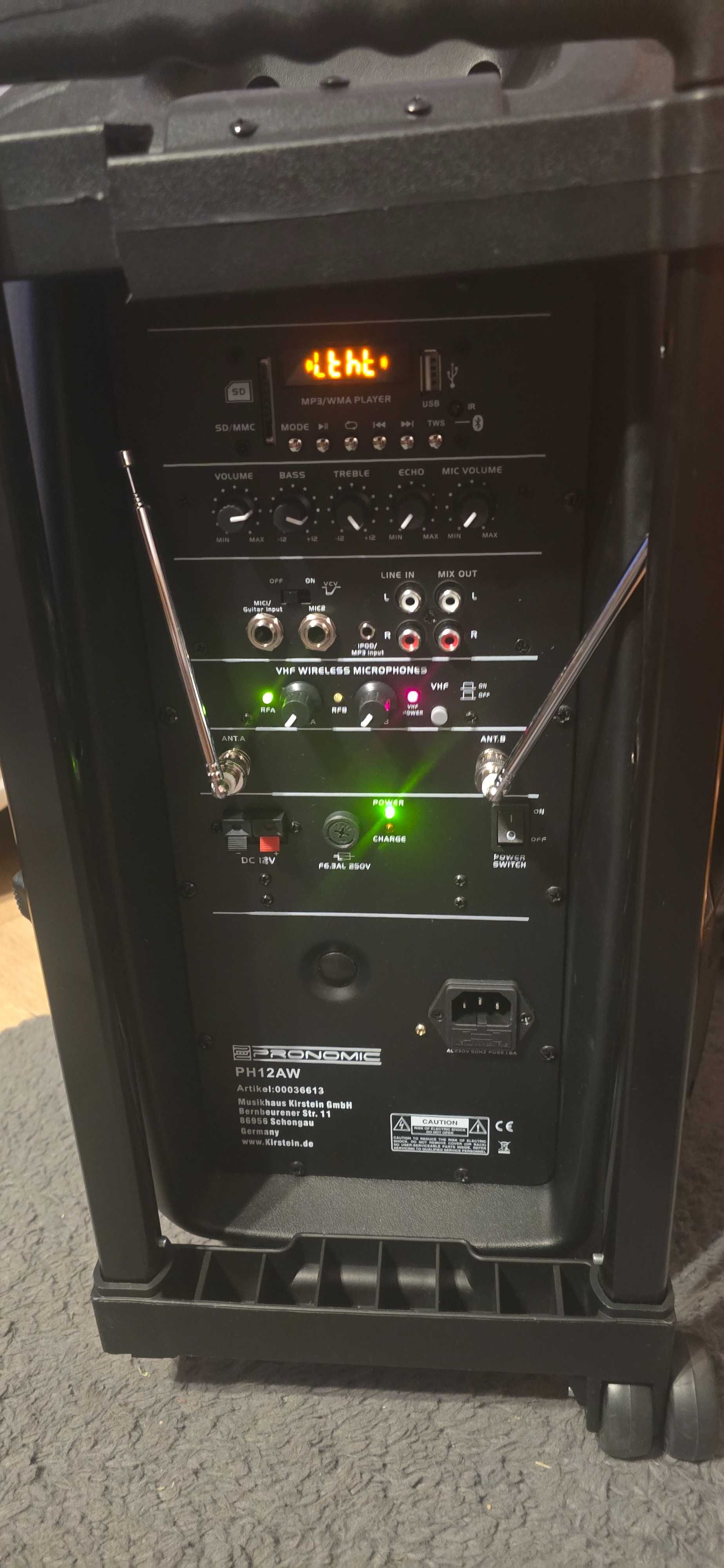 Głośnik aktywny Pronomic PH12AW  MP3/Bluetooth + mikrofony