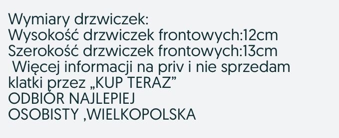 Klatka dla gryzoni, dla chomika lub Myszki