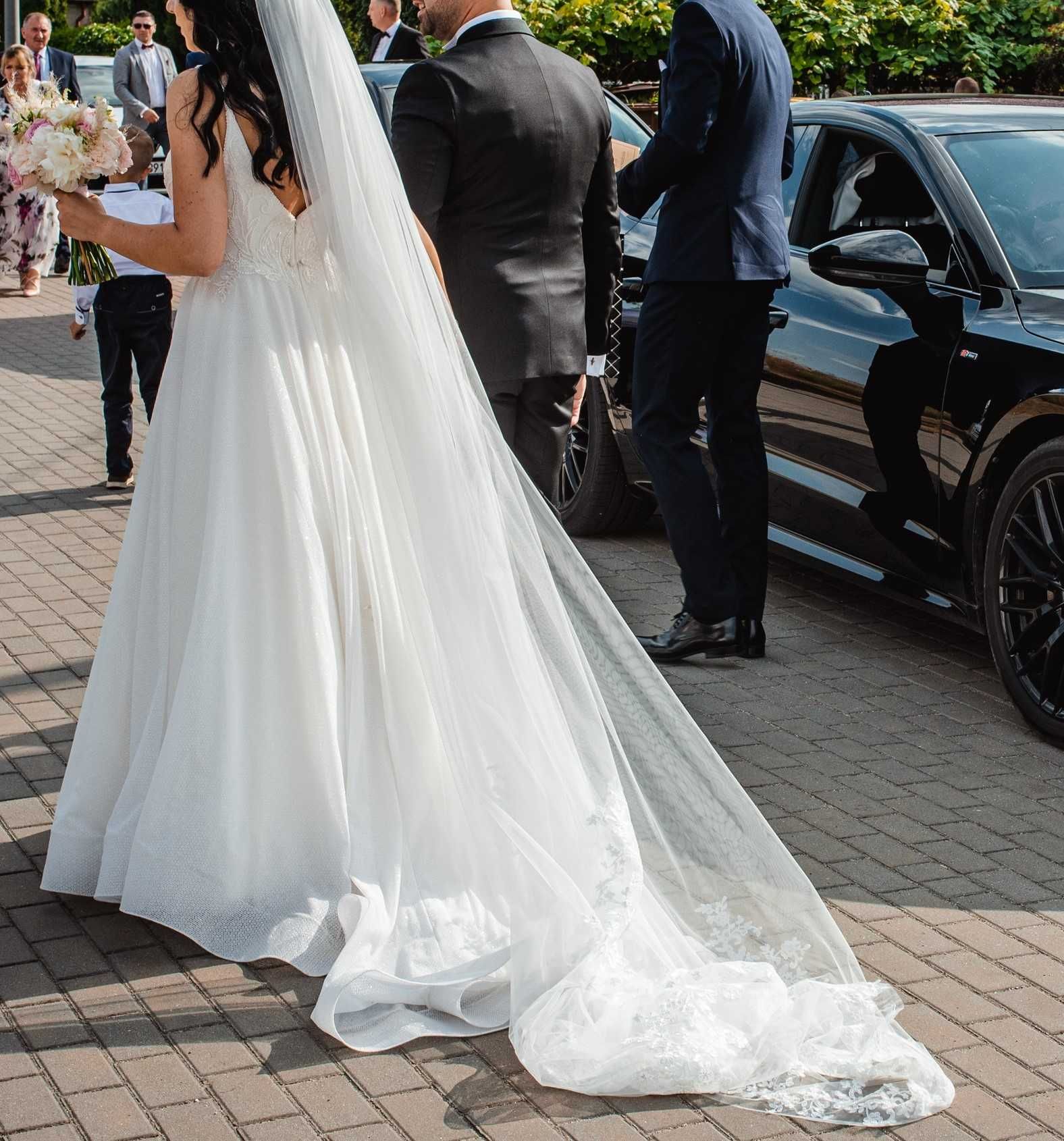 suknia ślubna rozmiar 38 na 170+ 7 cm obcas