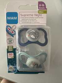 Smoczki dwupak MAM Baby Supreme Night 6+ fluorescencyjne