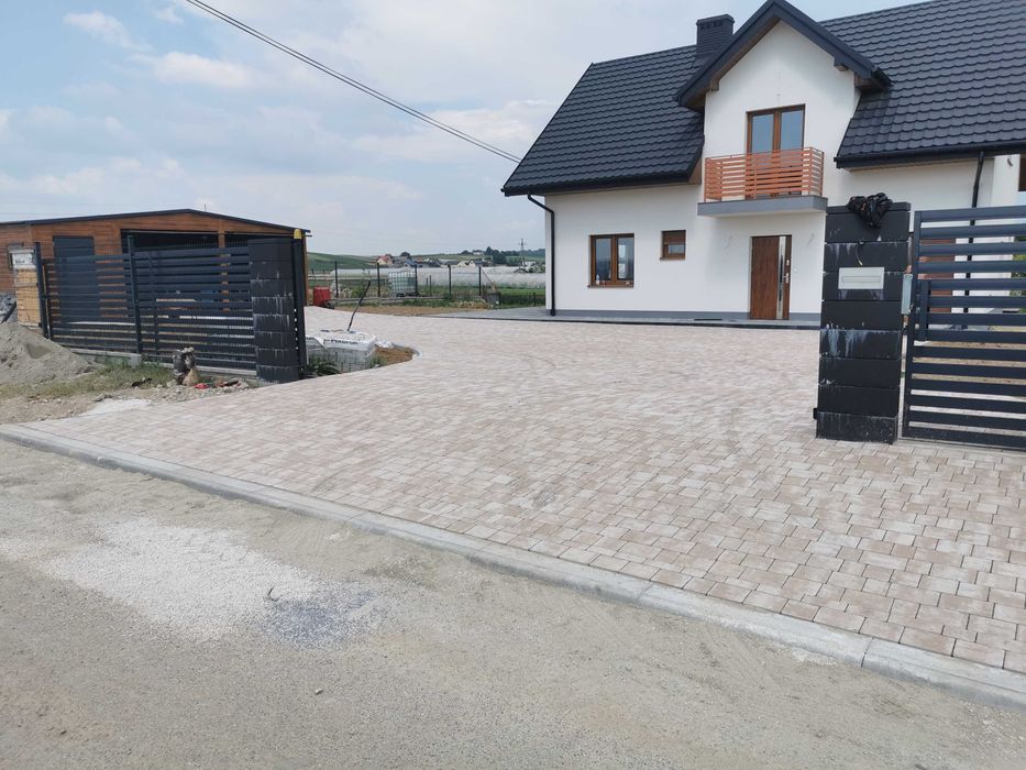 Brukarstwo Układanie kostki brukowej.