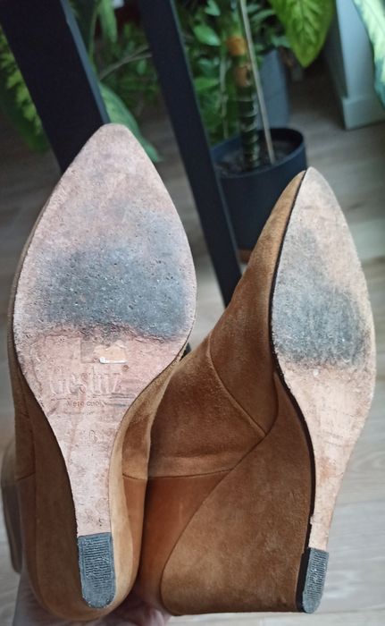 Gestuz brązowe kozaki skórzane zamszowe 40