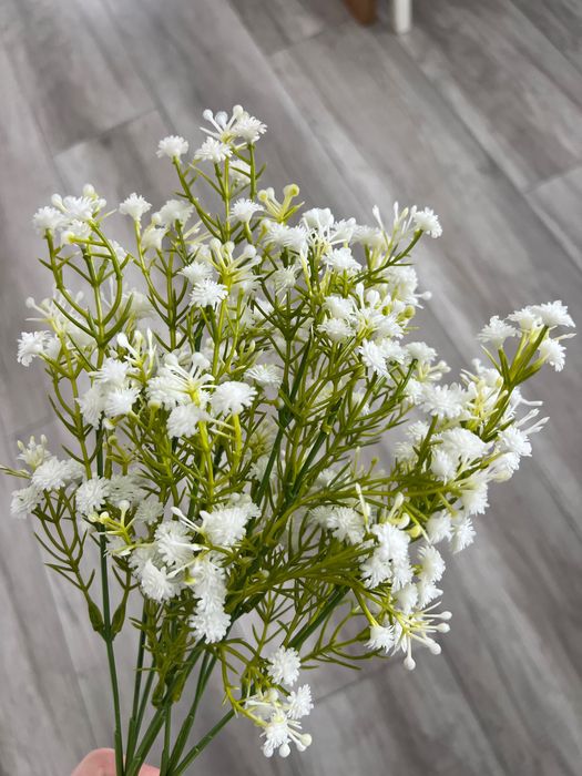 Piękny Bukiet Gipsówki Gumowa - 5 Łodyg, 35 cm l Kwiaty Sztuczne