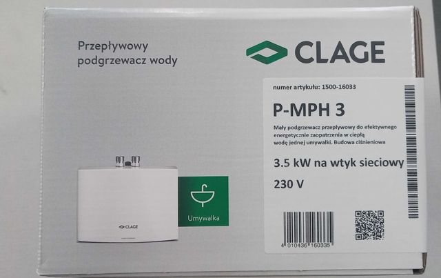 Clage P-Mph 3  160339 przepływowy podgrzewacz wody 3,5Kw