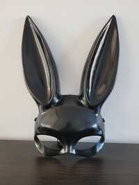 Nowa maska uszy królika czarna na gumce króliczek