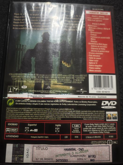 DVD Hannibal o silêncio foi quebrado