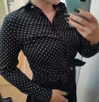 Рубашка Bershka черная в горошек, size 44