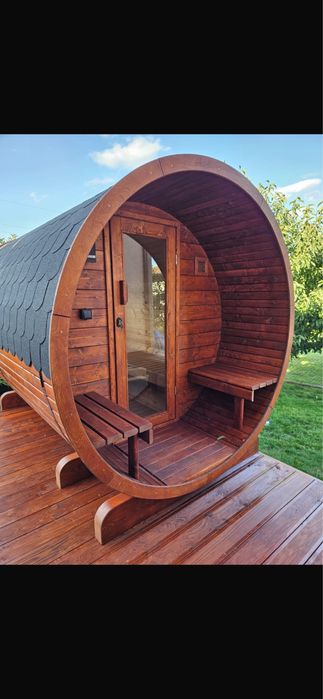 Sauna Ogrodowa Beczka 300cm z Przedsionkiem + Piec