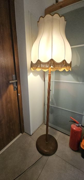 Lampa stojąca prl vintage z kloszem na dwie żarówki