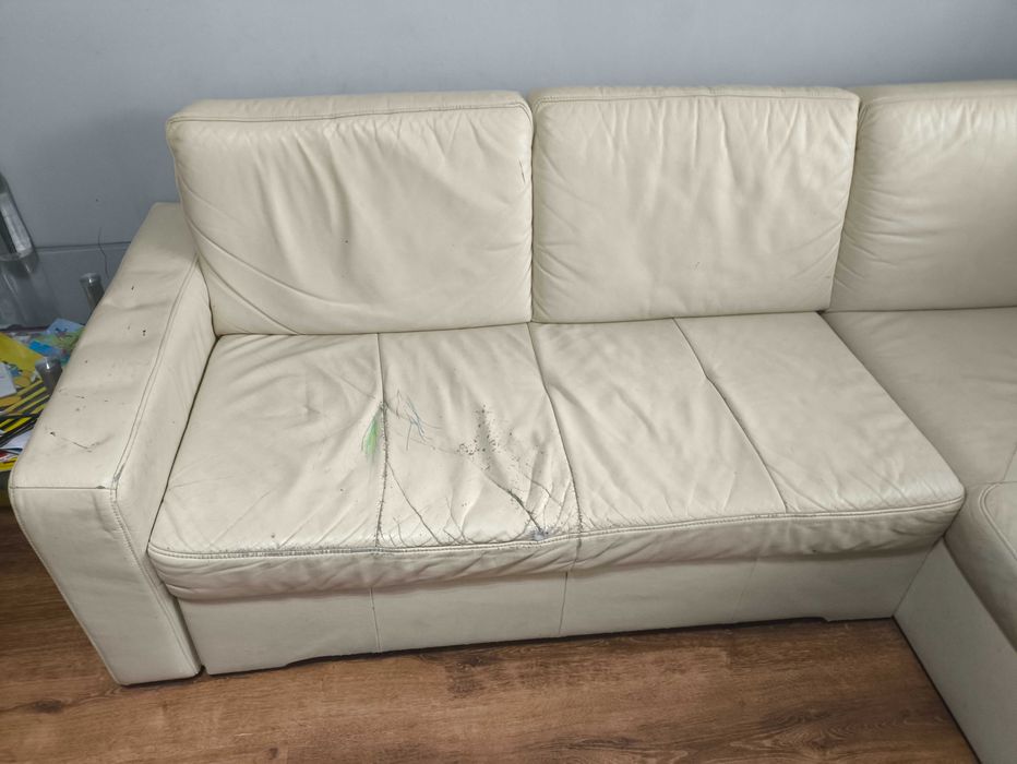 narożnik skórzany ecru