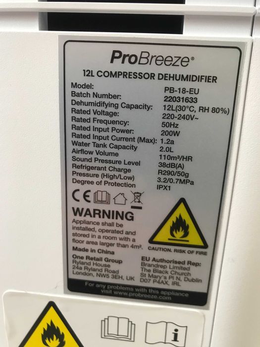 Осушувач Pro Breeze® OmniDry 12 л.,з автоматичним датчиком вологості