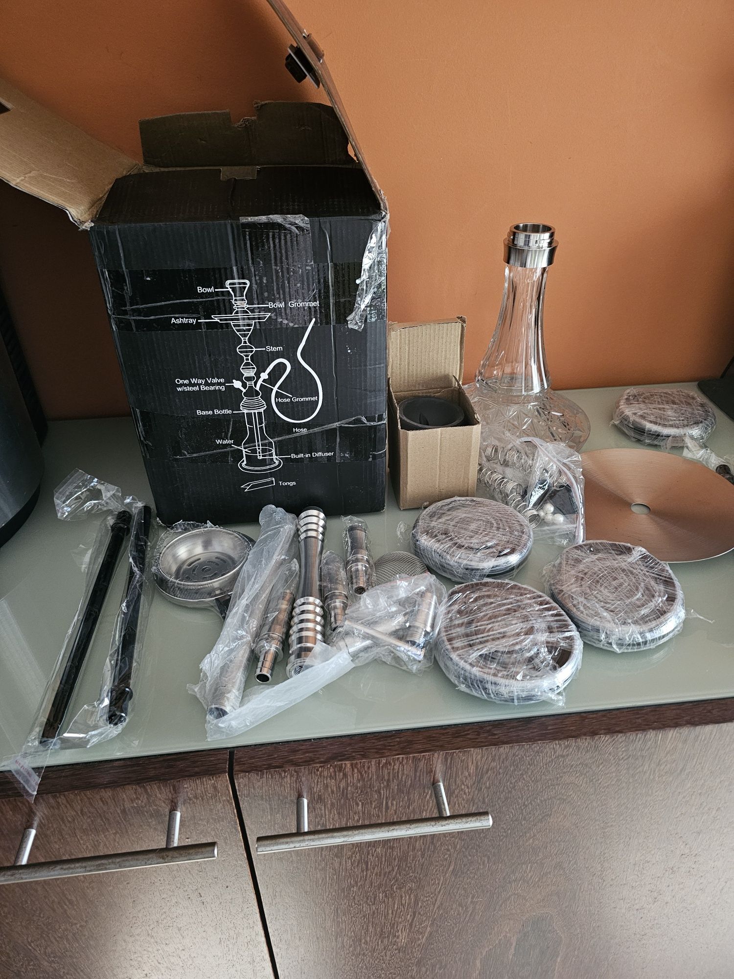 REANICE Conjunto de narguilé de aço inoxidável de 26 '', completo, par