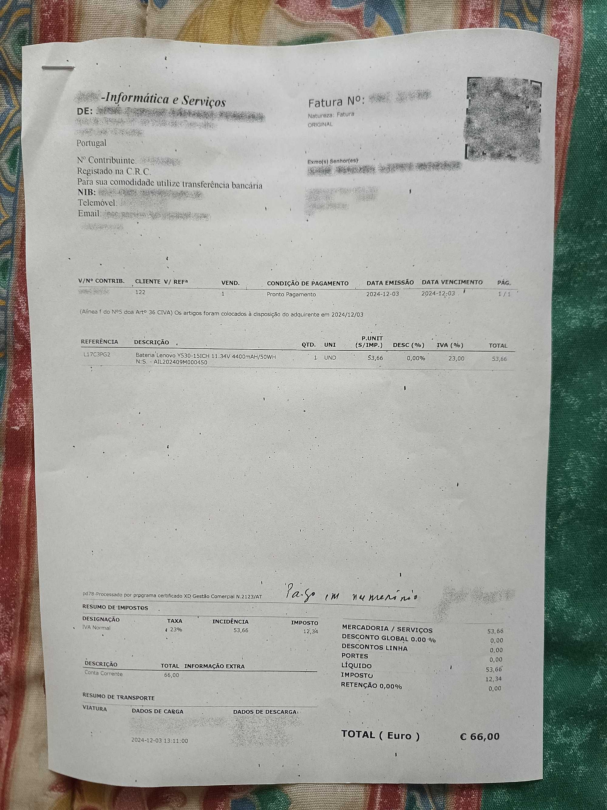 Bateria nova para portátil Lenovo  com fatura e garantia.