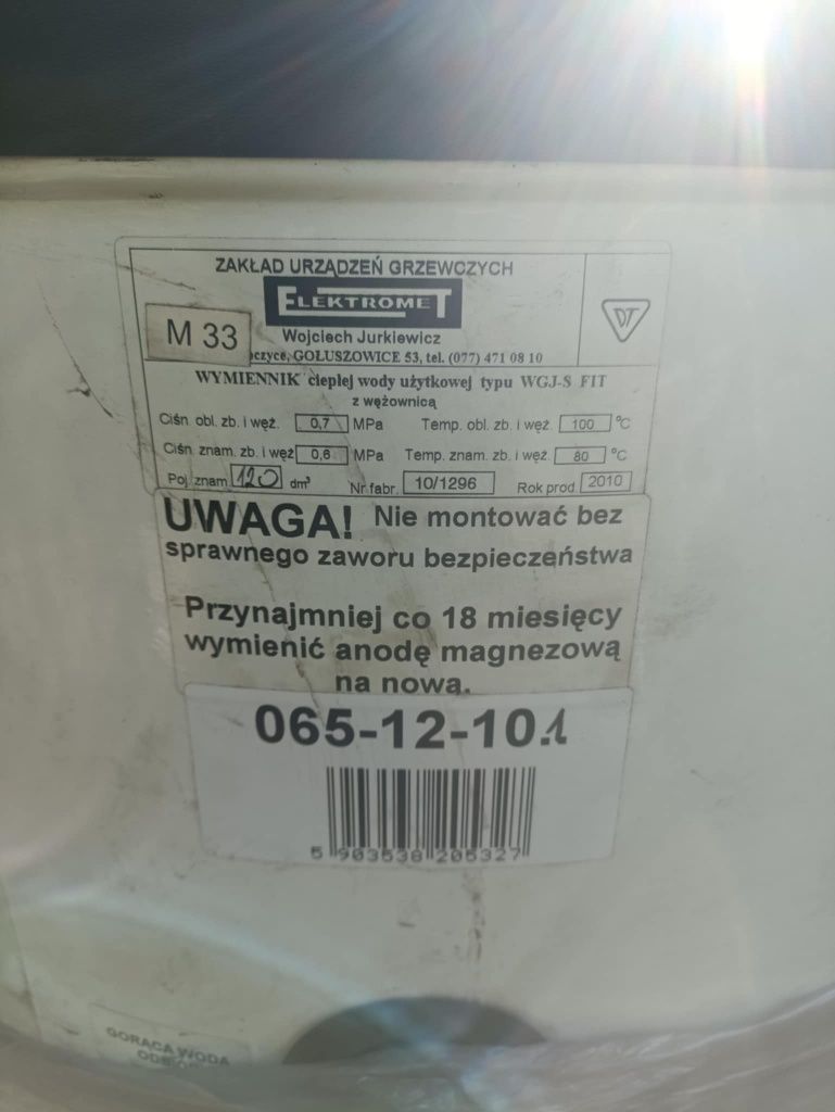 Wymiennik CWU Elektromet 120 l