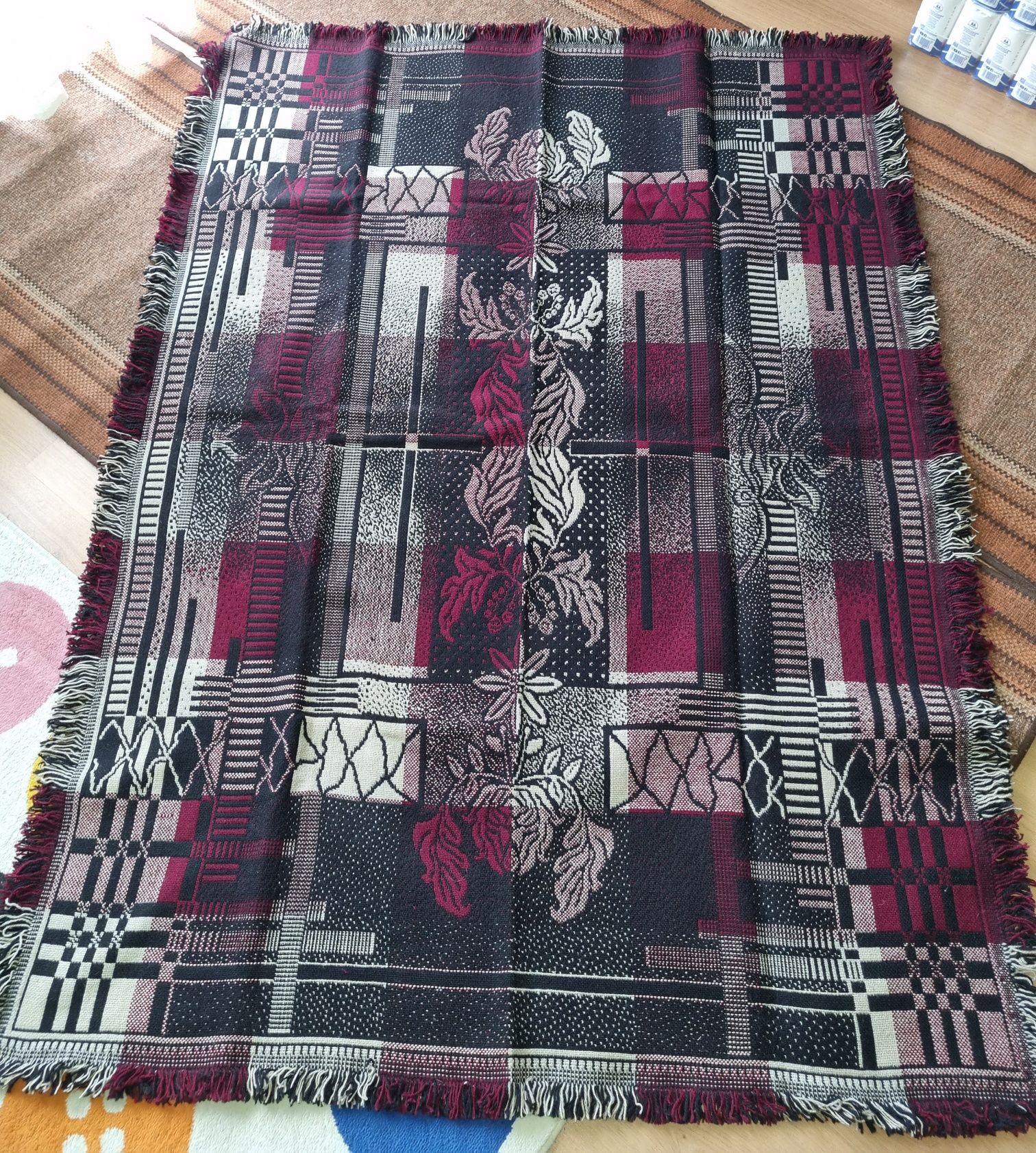 Nowy dywan wełniany, ręcznie tkany, narzuta