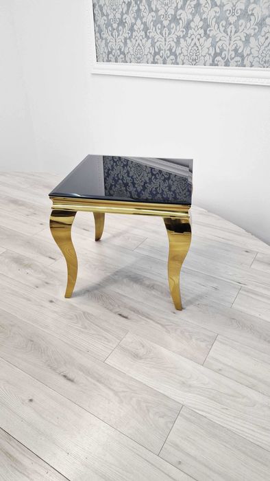 Stolik Kawowy Ludwik gold-black/white