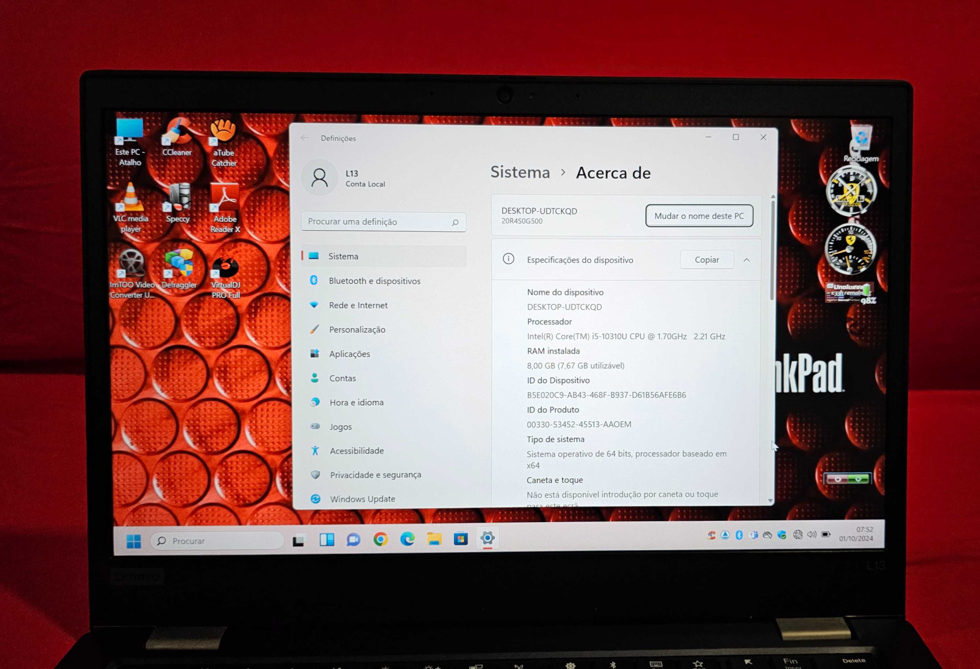 LENOVO L13, Intel Core I5, Ssd, 8G ram