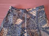 Calças ZARA Tecido Azul e Branco - Tamanho XS, bainha original