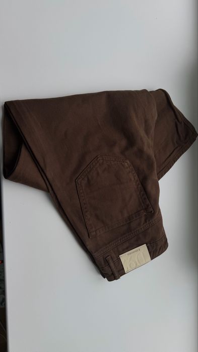 Шоколадні прямі джинси zara Stradivarius wide leg. Розмір 38.