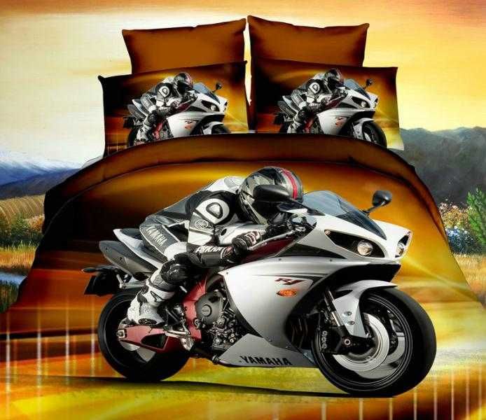 SUPER pościel 3D 160x200 MOTOR HARLEY ŚCIGACZ - wzór zgodny
