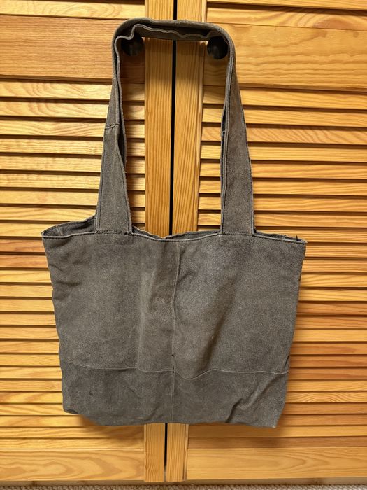 Skórzana torba shopper khaki duża
