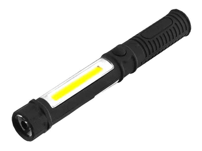Ліхтарик ручний на батарейках 2 режими роботи LED+COB з магнітом