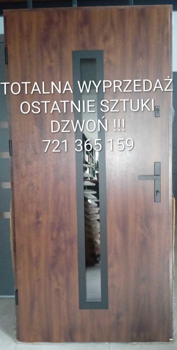 Drzwi zewnętrzne orzech 90 PRAWE + ciepła ościeżnica OKAZJA !!!