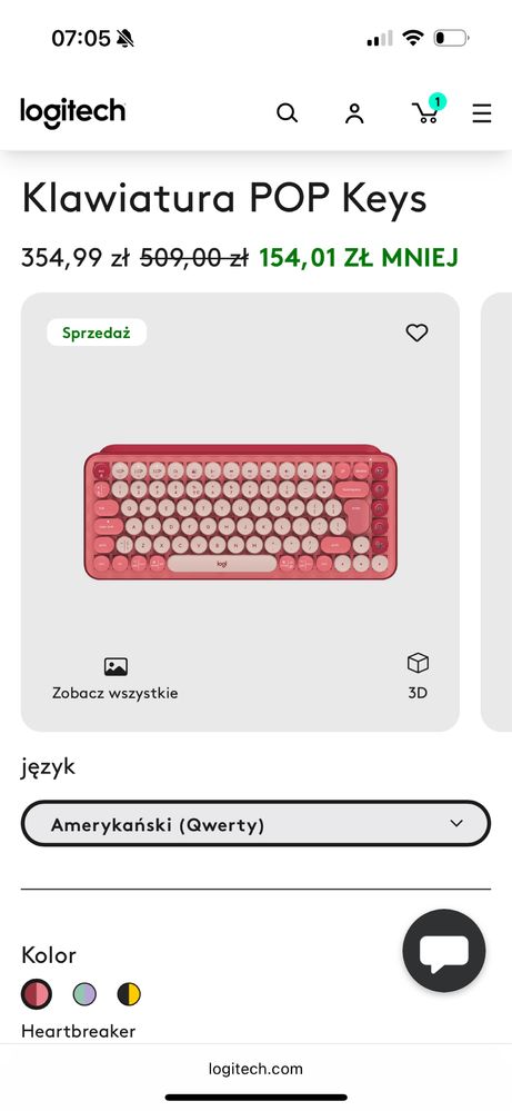 Klawiatura Logitech Pop Keys bezprzewodowa nowa