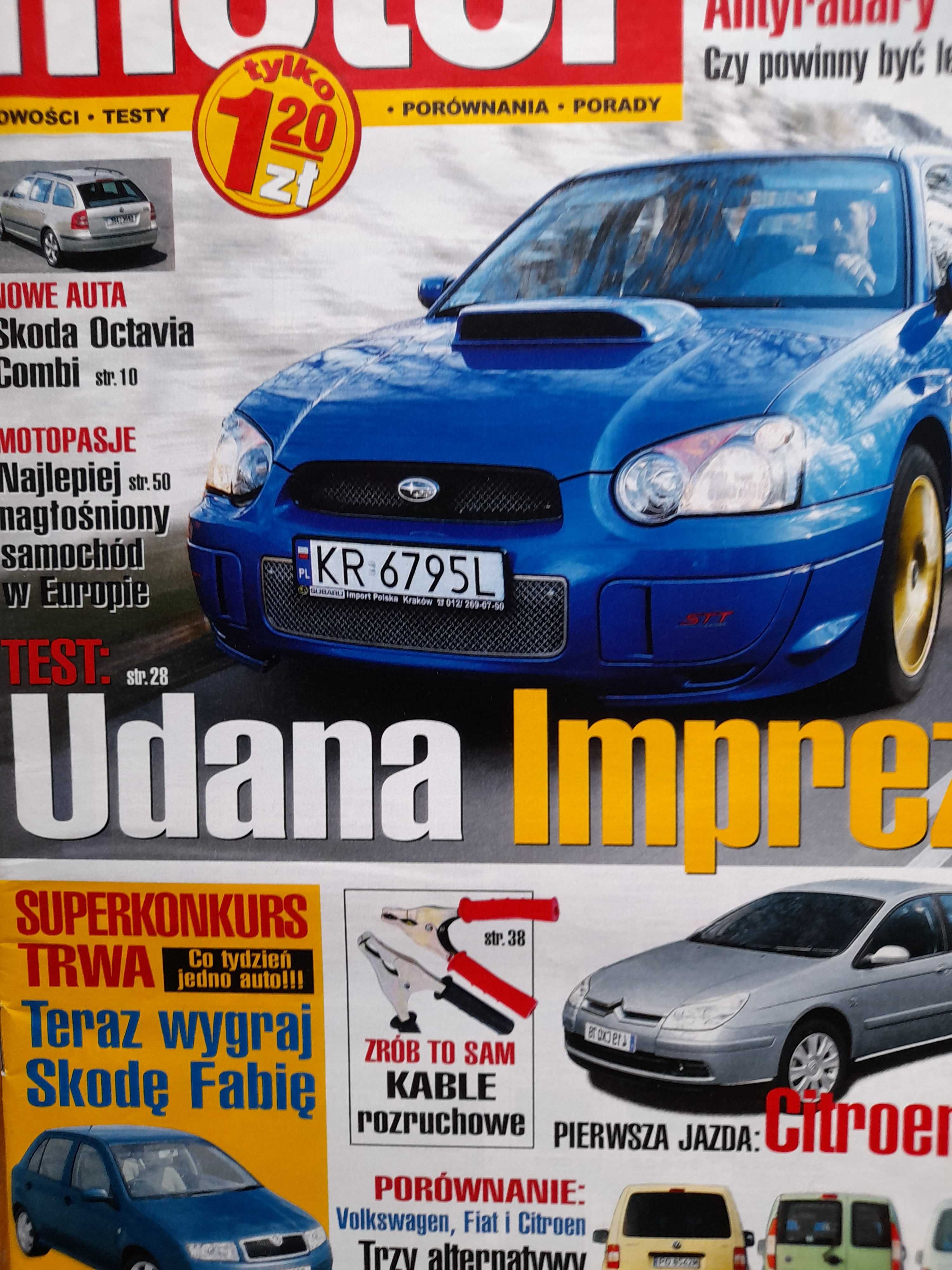 MOTOR Subaru Impreza WRX STi, Citroen C5, Daewoo Lanos i in., rok 2004