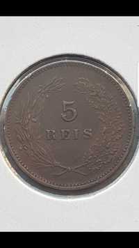 Moeda 5 Cêntimos Bronze Monarquia D.Carlos I 1892 (MBC+/BELA)