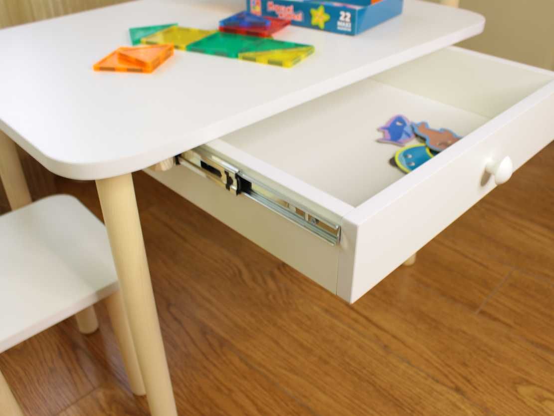 Столик дерев'яний дитячий стільчики стол детский с шухлядой новый
