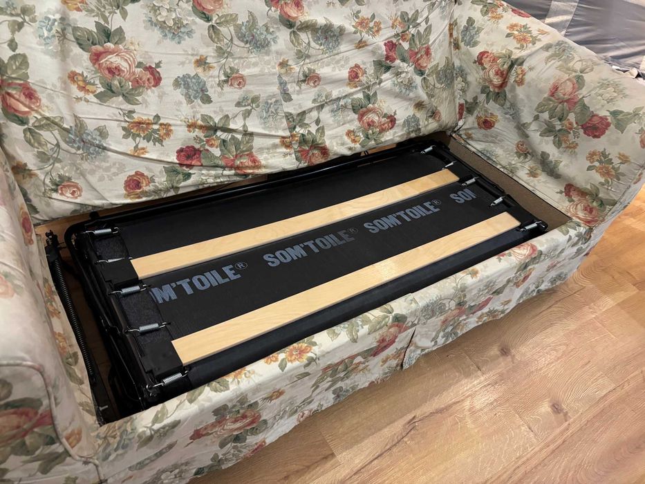 Sofa rozkładana styl IKEA EKTORP poduchy pierze materac nowy mechanizm