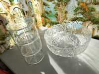 Хрустальная ваза-салатница и набор стеклянных судков