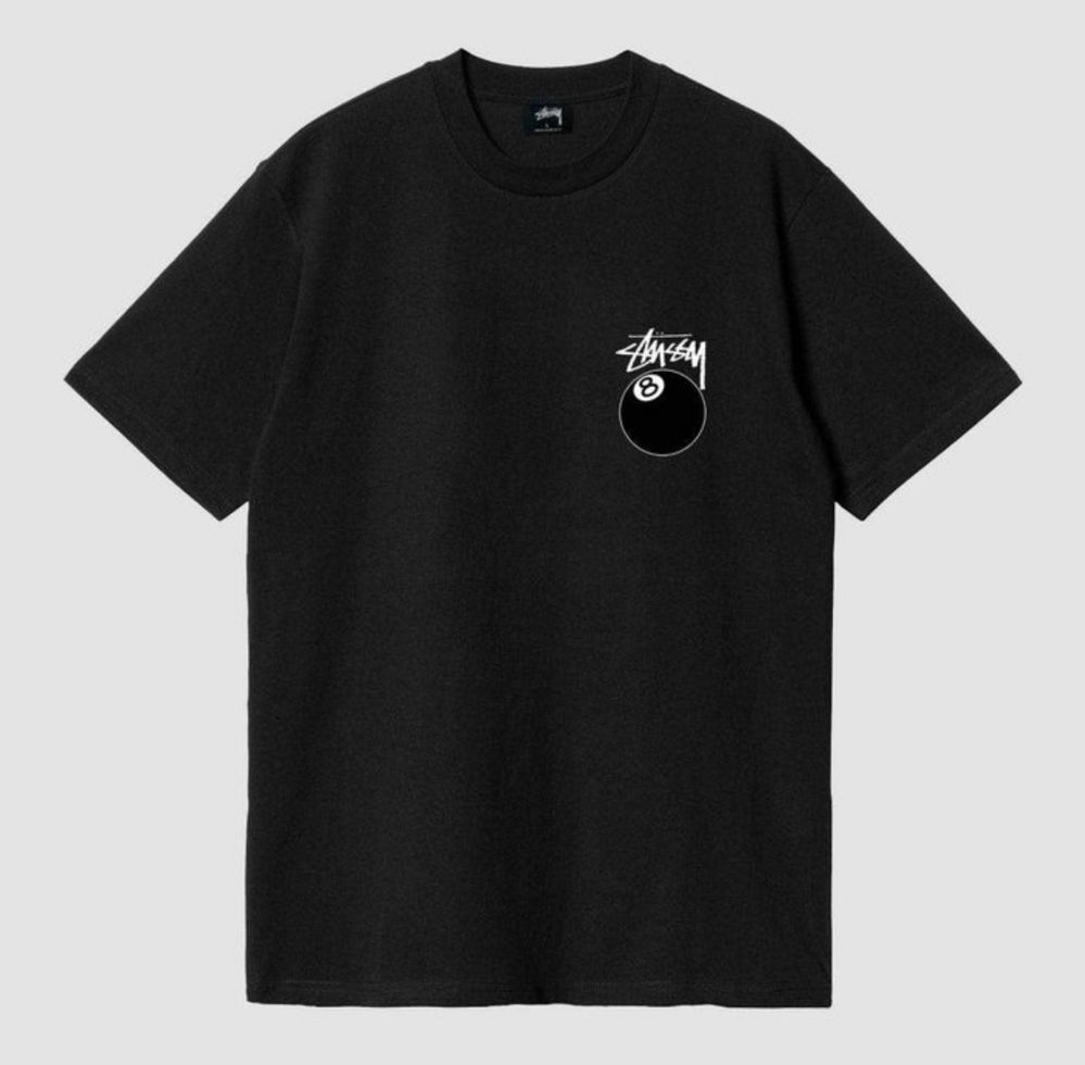 Мужская футболка Stussy 8Ball с шаром черная стусси унисекс Топ продаж