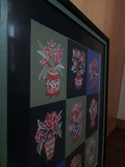 Quadro emoldurado com 9 recortes chineses tradicionais