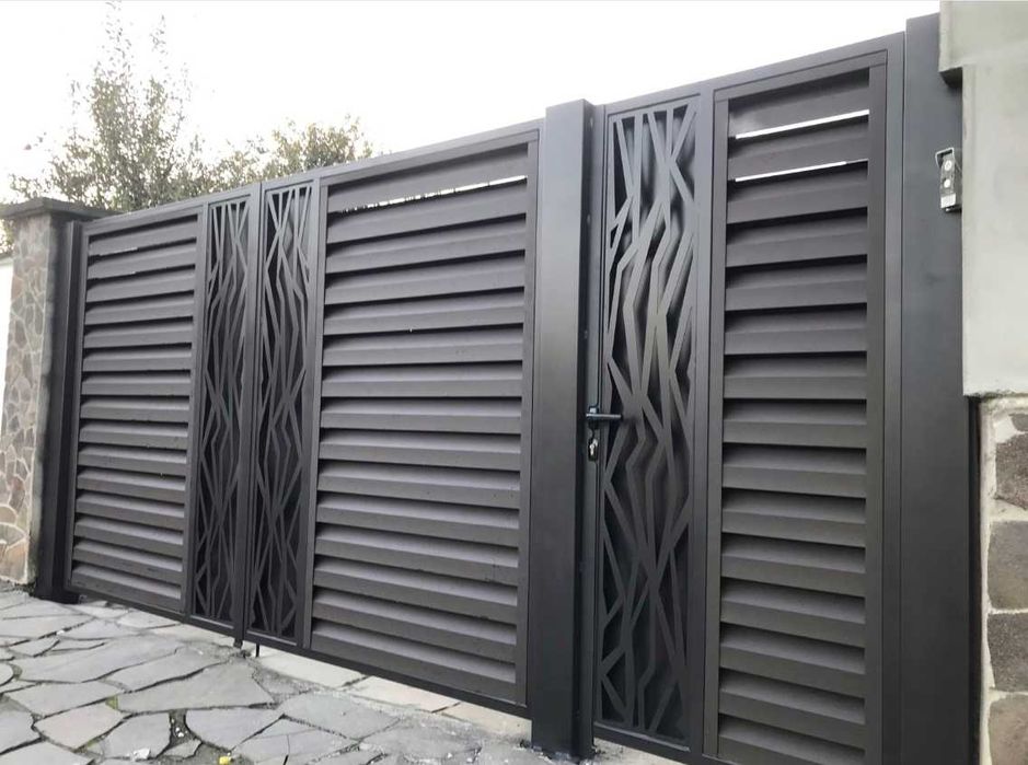 Забор жалюзи. Металлические ограждения. Ворота металлические.
