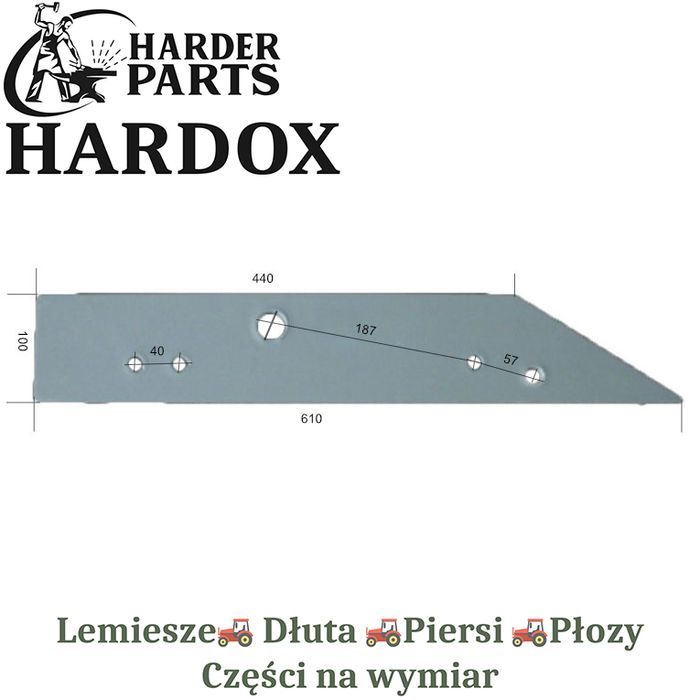 Płoza długa Overum HARDOX 94607/L części do pługa 2X lepsze niż Borowe