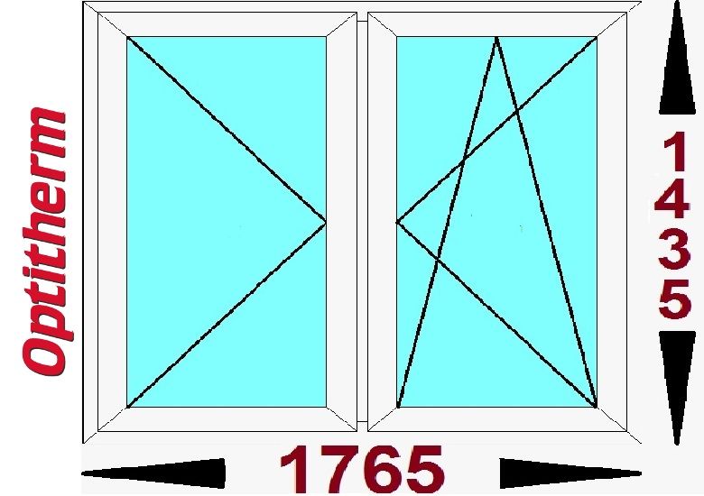 Okna PCV 1765 x 1435 O36 Moderntherm typowe wymiary od ręki Warszawa