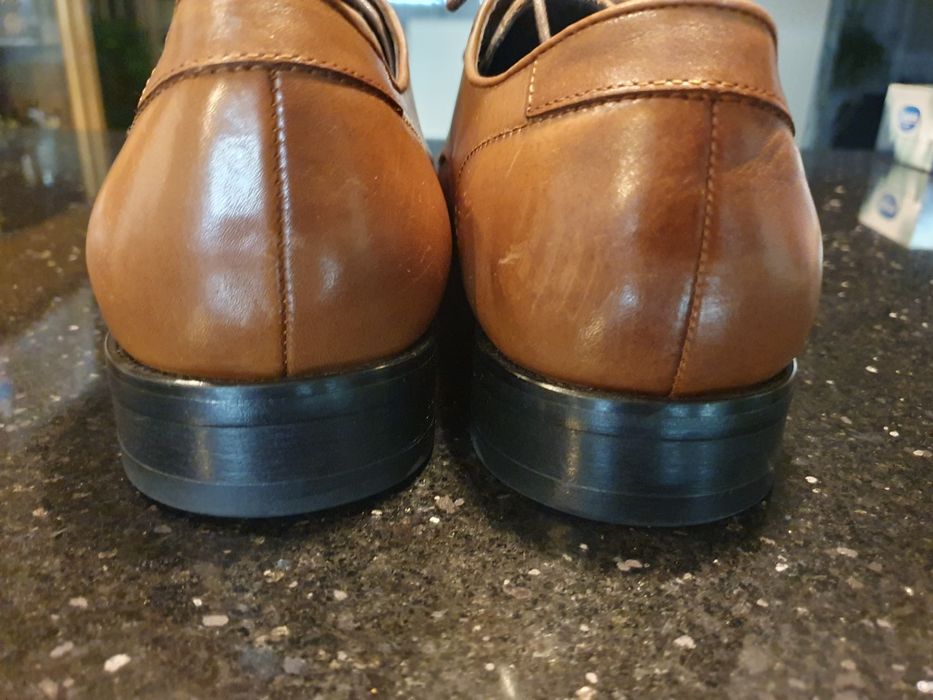 Pantofle męskie skórzane Stockholm brązowe.42-43 nowe.