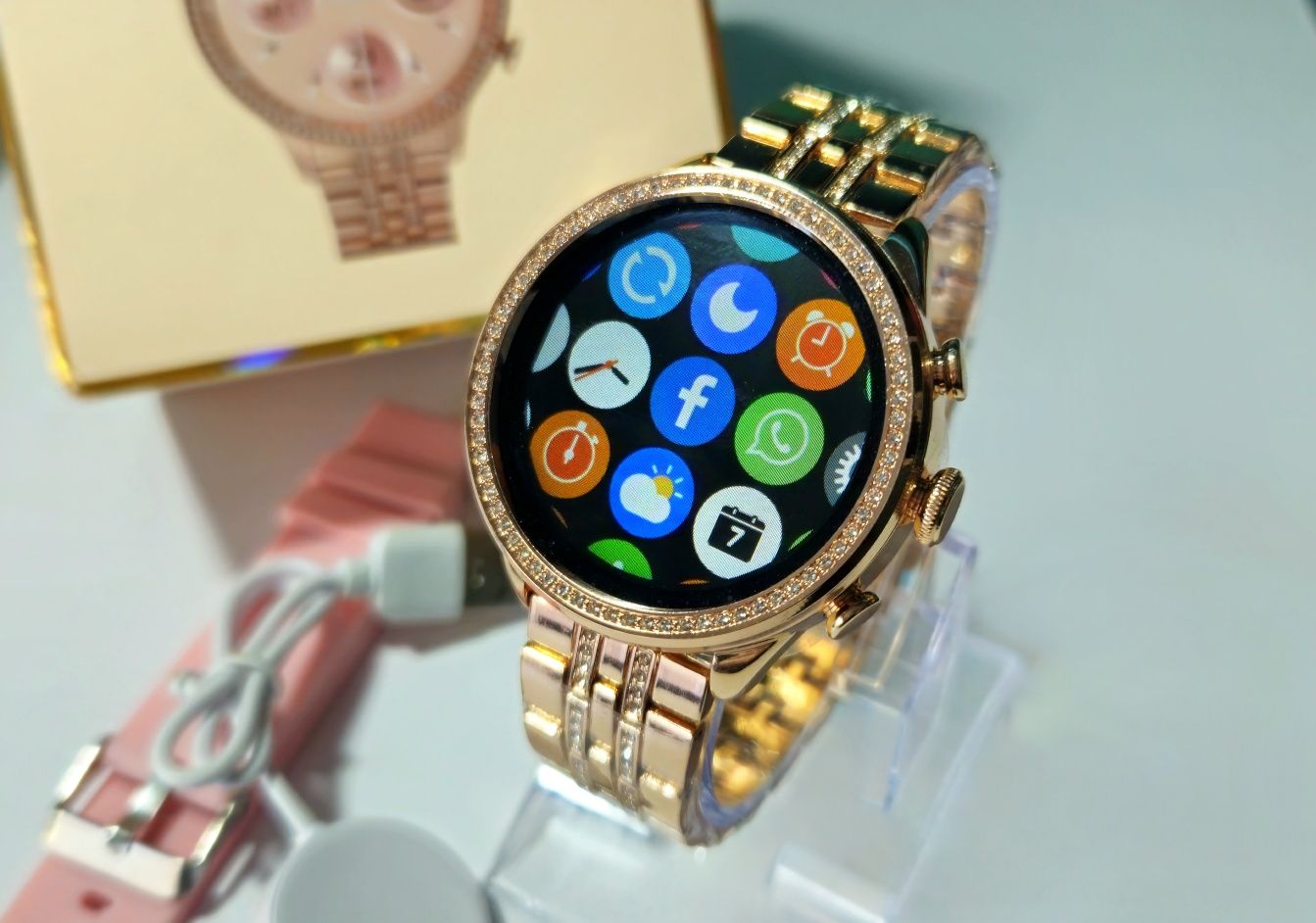 Elegancki Zegarek Damski - Smartwatch z Kryształkami