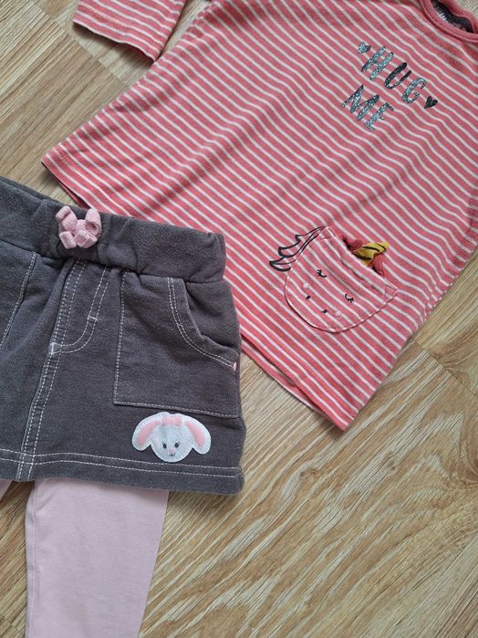 Bluzka w paski i legginso-spódniczka 68 cm