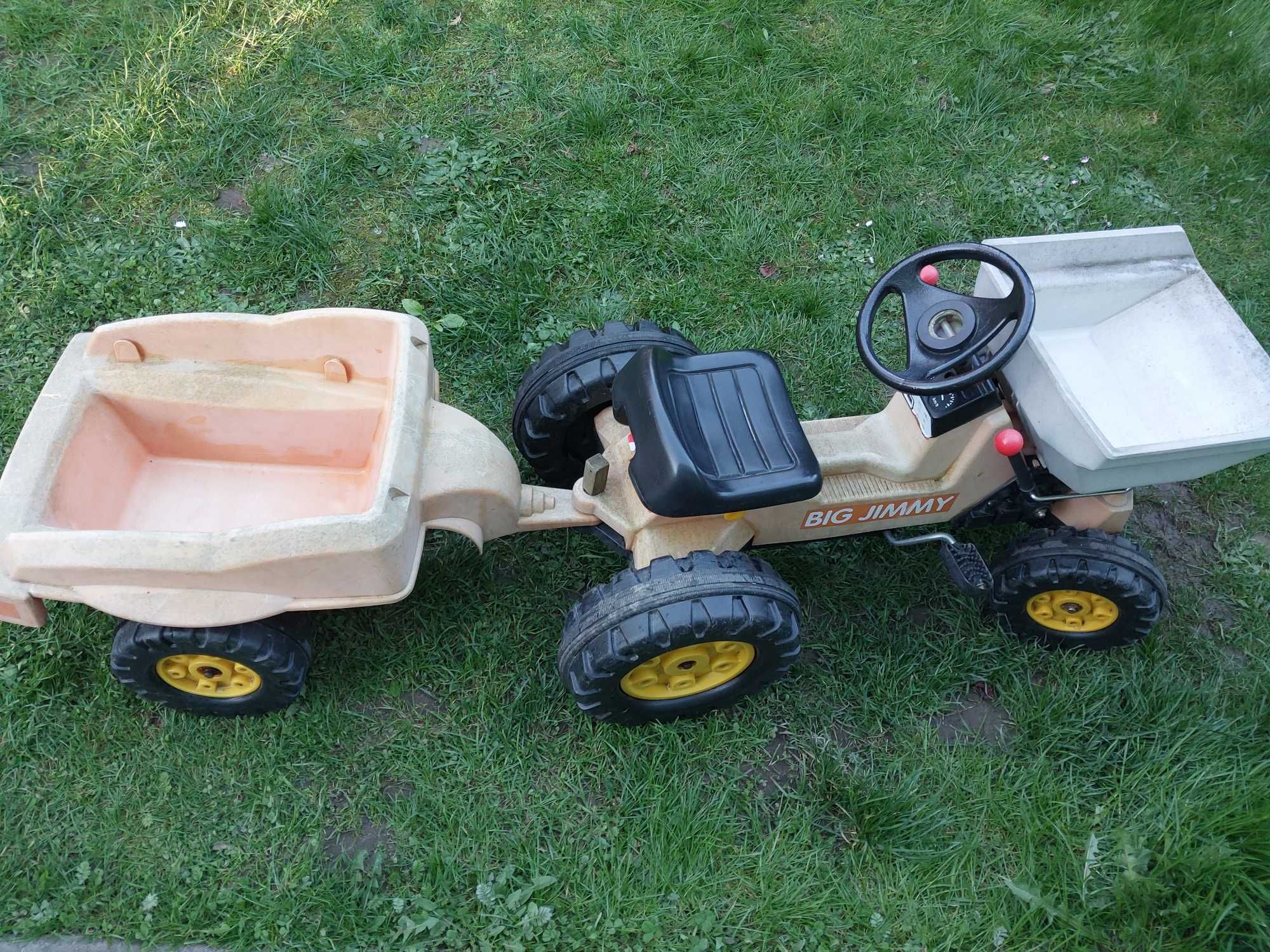 Traktor Big Jimmy na pedały z przyczepką,wywrotką+mała koparka jeździk