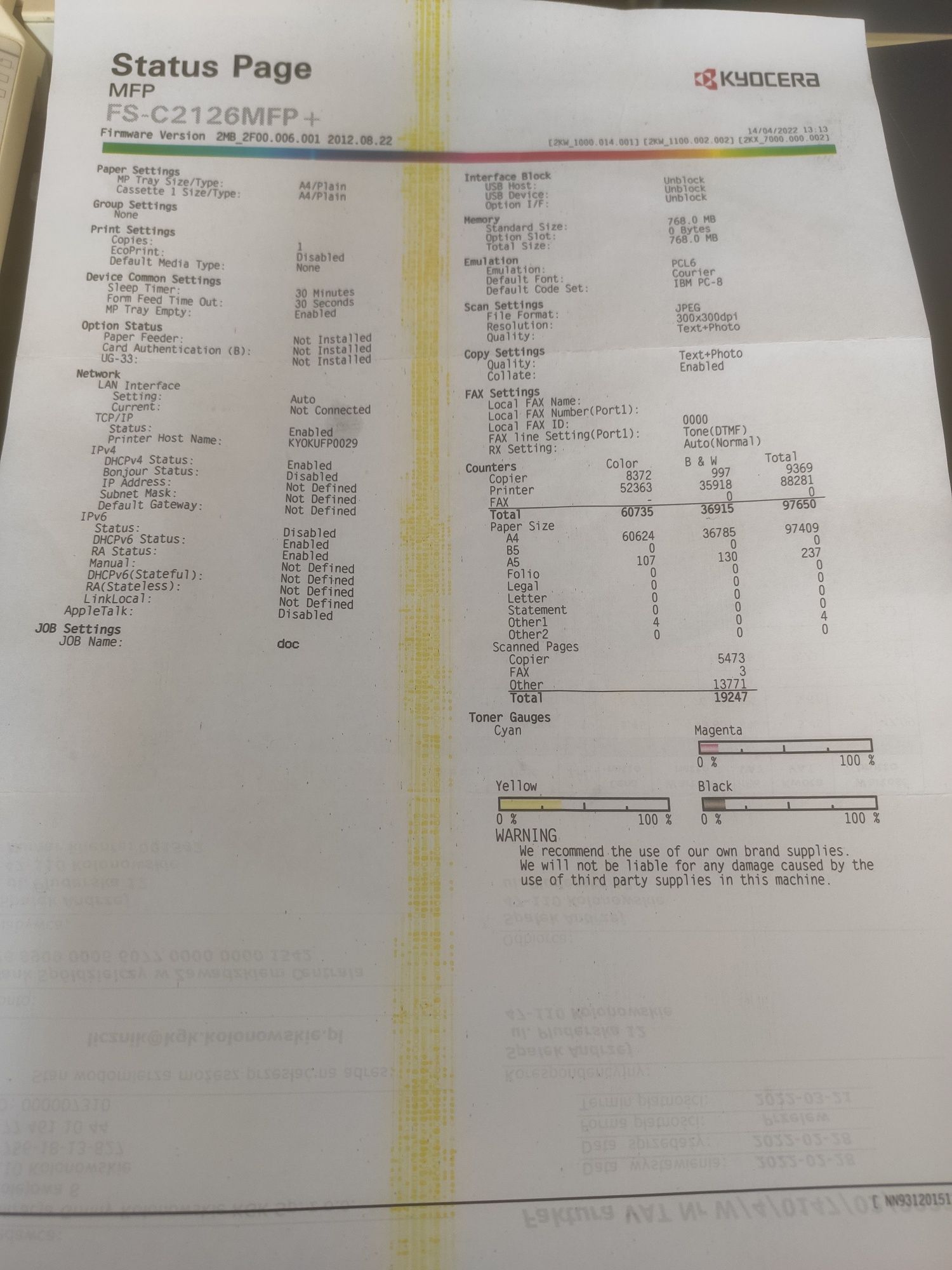 Drukarka laserowa kolorowa Kyocera FS-C2126MFP+