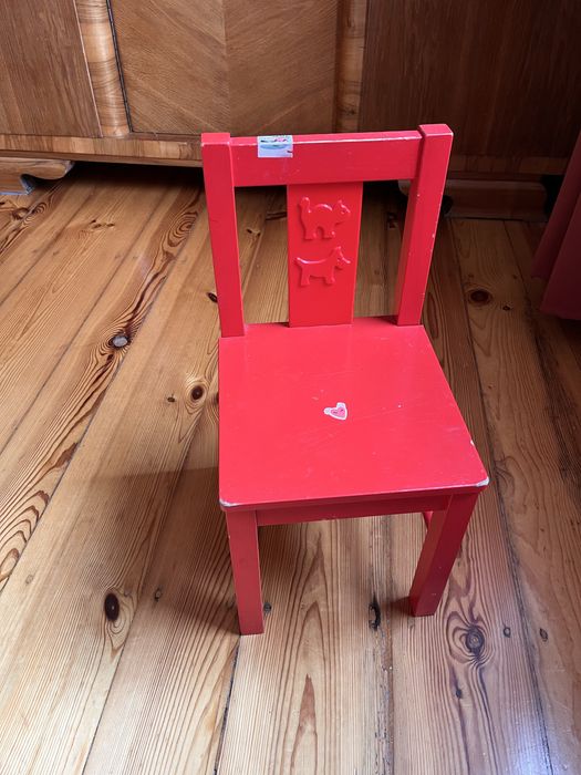 Ikea krzeselko drewniane dzieciece kritter mammut czerwone