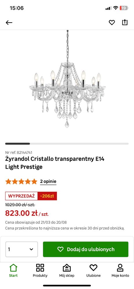 Żyrandol Cristallo