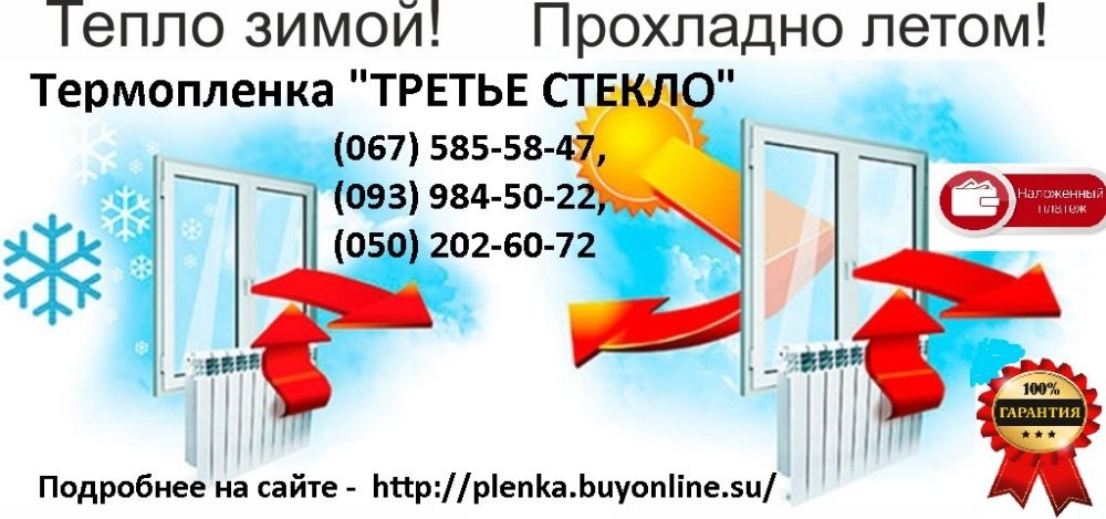 Термопленка для окон 2мХ3м(комплект),теплосберегающая,третье стекло